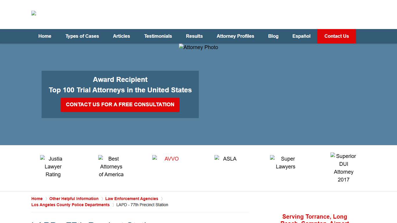 LAPD - 77th Precinct Station :: Los Angeles County Criminal Defense Lawyers Greg Hill & Associates