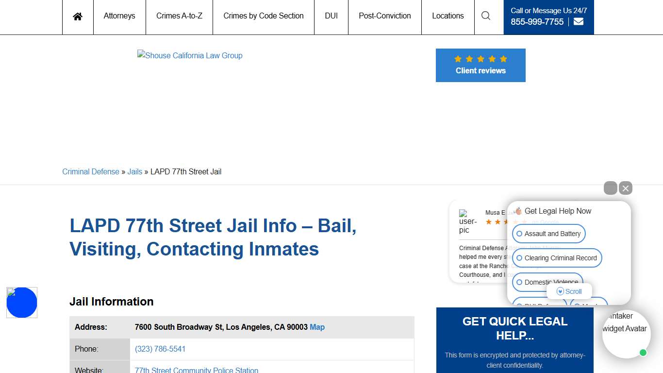LAPD 77th Street Jail Info – Bail, Visiting, Contacting Inmates