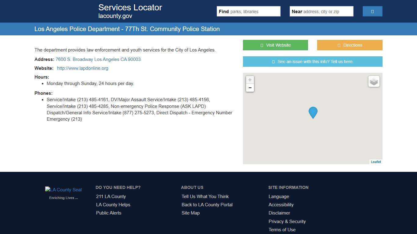 Los Angeles Police Department - 77Th St. Community Police Station