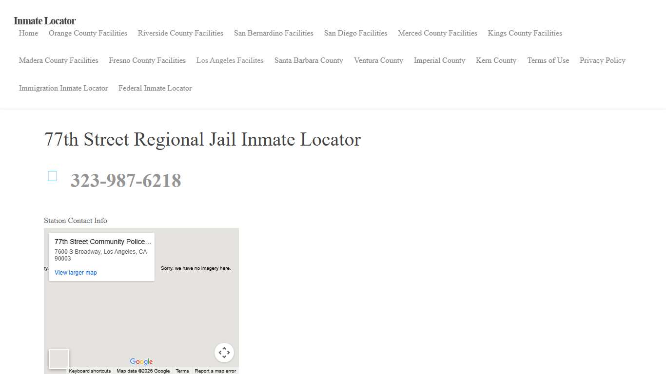 77th Street Regional Jail - Inmate Locator